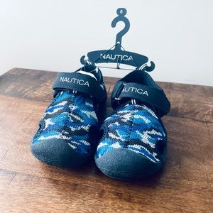 NWT Nautica Kids Blue Camo Shark Gulf Protective Water Shoe / 8